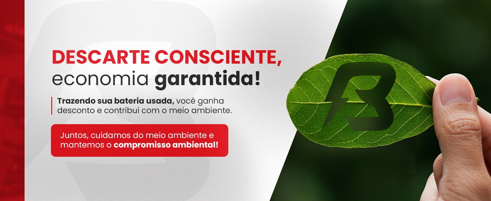 Informações sobre descarte correto de baterias